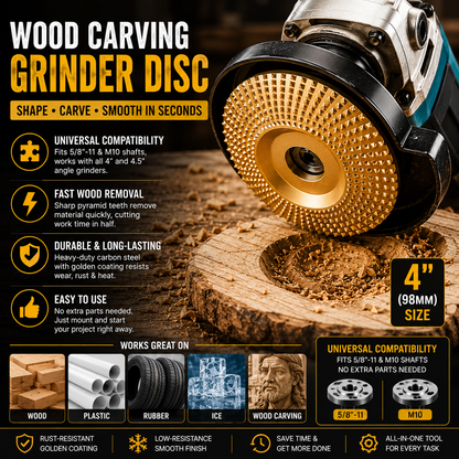 Wood Carving Disc Set for Angle Grinder 3Pcs, Grinding & Shaping Wheel for Wood Cutting, Durable Grinder Attachment Set