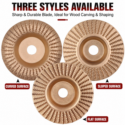 Wood Carving Disc Set for Angle Grinder 3Pcs, Grinding & Shaping Wheel for Wood Cutting, Durable Grinder Attachment Set