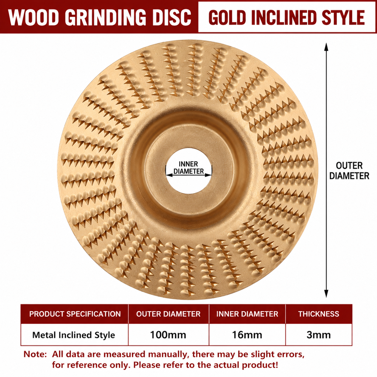 Wood Carving Disc Set for Angle Grinder 3Pcs, Grinding & Shaping Wheel for Wood Cutting, Durable Grinder Attachment Set